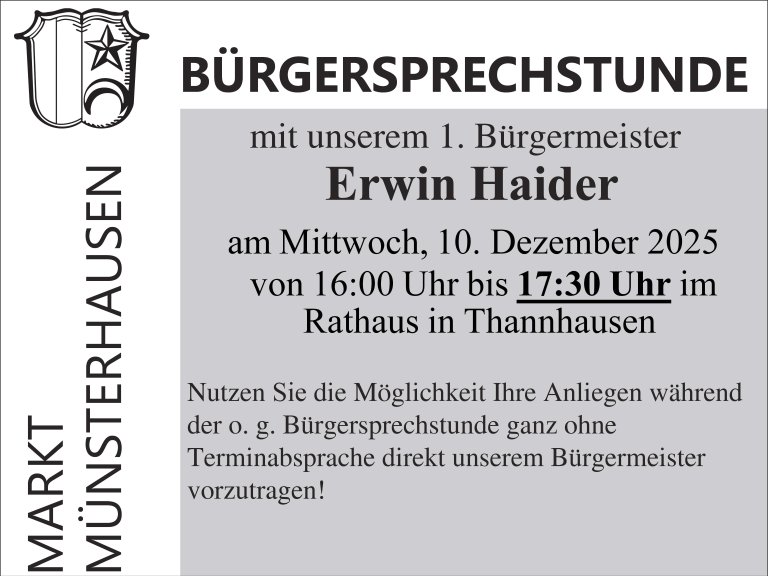 Bürgersprechstunde Mü Zeitänderung Bürgersprechstunde Mü Zeitänderung